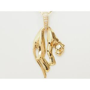 Panther Pendant In Yellow Gold And Diamonds
