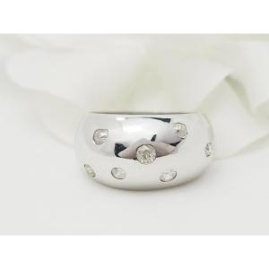 Large Wedding Band Ring White Gold Diamonds