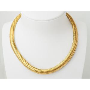 Vintage 18k Yellow Gold Flexible Tubogas Necklace
