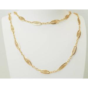 Necklace In 18-carat Yellow Gold With Filigree Mesh - 67cm
