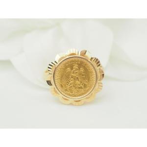 Mexican Dos Pesos Coin Ring In 18kt Yellow Gold