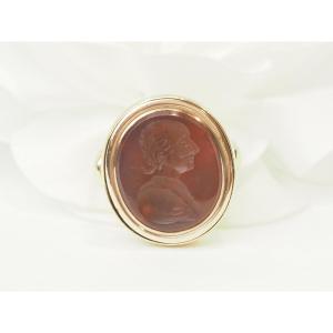Yellow And Rose Gold Intaglio On Carnelian Ring