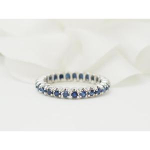 White Gold And Blue Sapphires Wedding Band