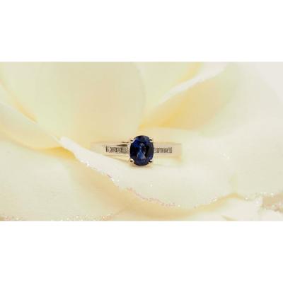 Ring Set With A Natural Sapphire And Diamonds