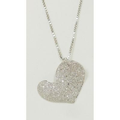Heart Necklace In White Gold And Diamonds