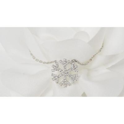Collier Flocon De Neige En Or Blanc Et Diamants