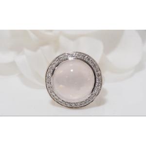 Ring In White, Rose Quartz And Diamonds