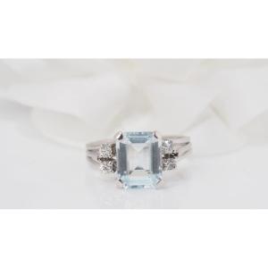 Ring In White, Aquamarine And Diamonds