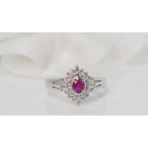 Ring In Platinum Certified Ruby And Diamonds