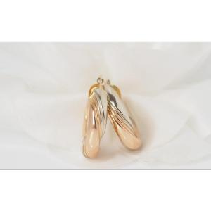 Two-tone Gold Twisted Hoop Earrings