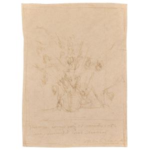 Alberto Giacometti - Original Signed Drawing. Ink On Heavy Paper. "to Paul Eluard".