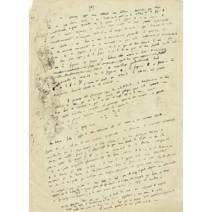 Salvador Dali - Illustrated Autograph Manuscript - Original Drawings. 