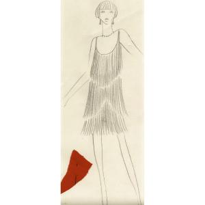 Yves Saint Laurent - Original Drawing. Pencil On Heavy Paper.