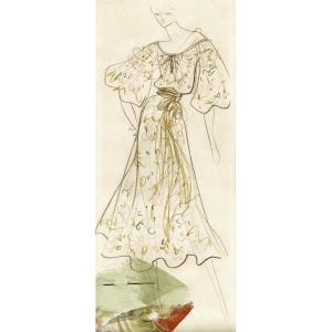 Yves Saint Laurent - Original Drawing. Felt-tip Pens And Pencil On Paper.