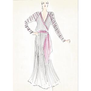 Karl Lagerfeld - Original Drawing. Felt-tip Pen And Pencil On Paper