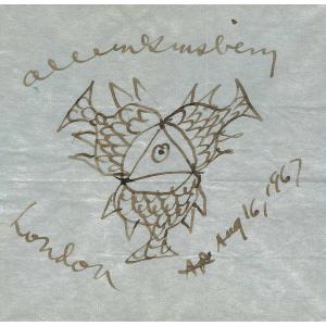 Allen Ginsberg - Original Signed Drawing – Buddha's Footprint.