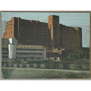 Jean-baptiste Sécheret. Original Signed Work. "urban Architecture"