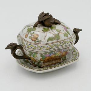 Small Covered Terrine And Its Saucer, Twentieth China.