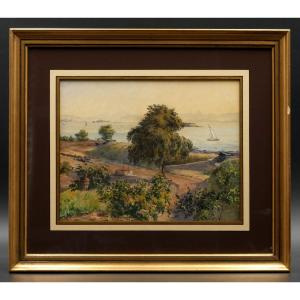 Watercolour, Seaside Landscape, Early 20th Century.