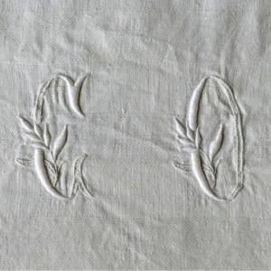 Damask Tablecloth With Double Monogram "c O", Art Déco.