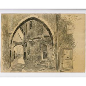 "grasse, Rue De l'évêché", Graphite Drawing, Alex Jorio.