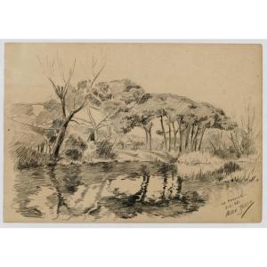 “view Of La Napoule”, Graphite Drawing, Alex Jorio, Dated February 3, 1948.