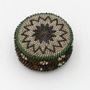 Small Circular Box, Glass Beads, 19th Century.