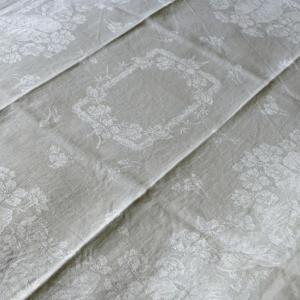 Six Large Art Nouveau Damask Napkins, Without Monogram.