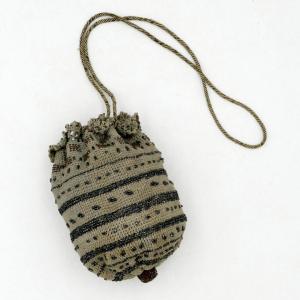 Purse, Alms Bag, Reticule, Embroidered With Jet Beads, Circa 1920.