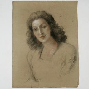 Henri Laffite (1885–1977), Portrait Of A Woman, Graphite And Sanguine Drawing On Paper, 20th Century