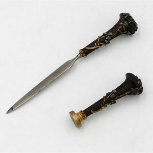 Japanese-style Decor, Sealing Stamps, Letter Opener, Art Nouveau, Late 19th Century.