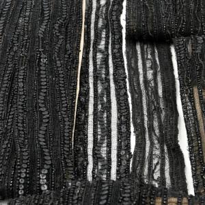 16 Meters Of Black Lace Embroidered With Pearls And Sequins, Napoleon III Style.
