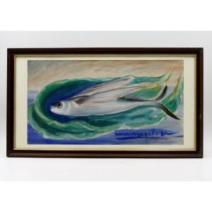 "the Flying Fish", Anna Aguilera, Mixed Media, Mid-20th Century.