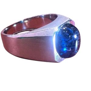 Blue Tourmaline Ring, 18 Ct White Gold 