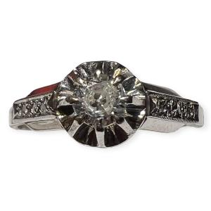 Art Deco 18-carat Gold And Platinum Ring Set With An Old-cut Diamond (circa 1930)
