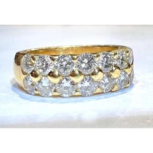 18ct Gold Ring Set With Modern Cut Diamonds