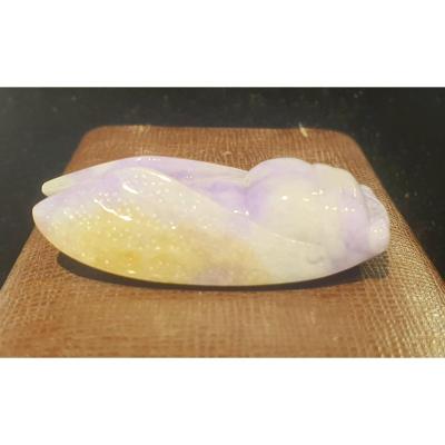Lavender Jade Pendant Representing A Cicada
