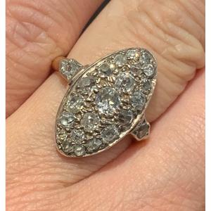 Late 19th Century 18k Yellow Gold Ring, Pavé-set Rose-cut Diamonds (approx1,10 Cts)