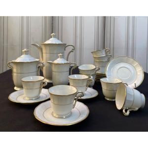 Mamison Bernardaud Coffee Server Malmaison Model White Porcelain And Classic Gold