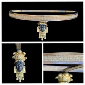 Pair Of Maison Baguès Wall Consoles With Indian Head In Gilt Bronze And Nubian Patinated