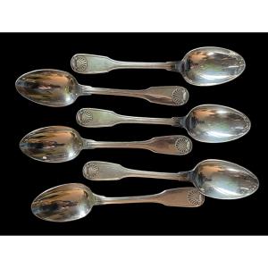 Christofle Soup Spoons In Silver Metal Vendôme Shell Model Louis XV Silverware