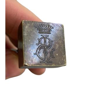 Seal Stamp Monogram County Crown 19th Napoleon III County Nobility Coat Of Arms