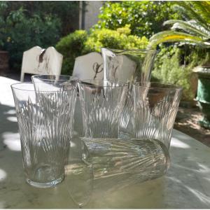 SERVICE À ORANGEADE DE LA MAISON LALIQUE FRANCE VERRE À MÉLANGE COCKTAIL CRISTAL RENÉ LALIQUE