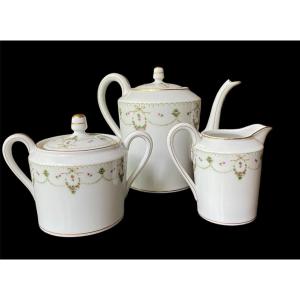 3 Piece Coffee Set Ch. Field Haviland Porcelain Limoges France Coffee Pot Sugar Bowl Creamer