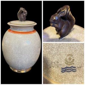 Covered Vase From The Royal Copehagen Denmark Manufacturer Cracked Vase Squirrel Pharmacy Jar
