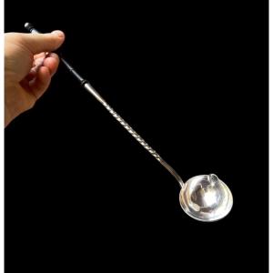 Punch Ladle By Maudon Christofle In Silver-plated Metal And Blackened Wood Silverware And Goldwork 