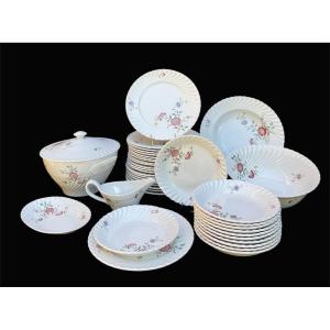 Keller And Guerin Luneville Earthenware Table Set, Flowers Of The Indies Model Earthenware 
