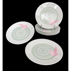 Set Of 6 Peonies Model Canapé Plates From Maison Hermès Porcelain  