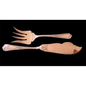 Fish Serving Set From Ercuis Silver-plated Metal Louis XV Silverware Model 