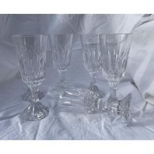 Set Of 6 Crystal White Wine Glasses From Baccarat, Assas Model Crystal Service